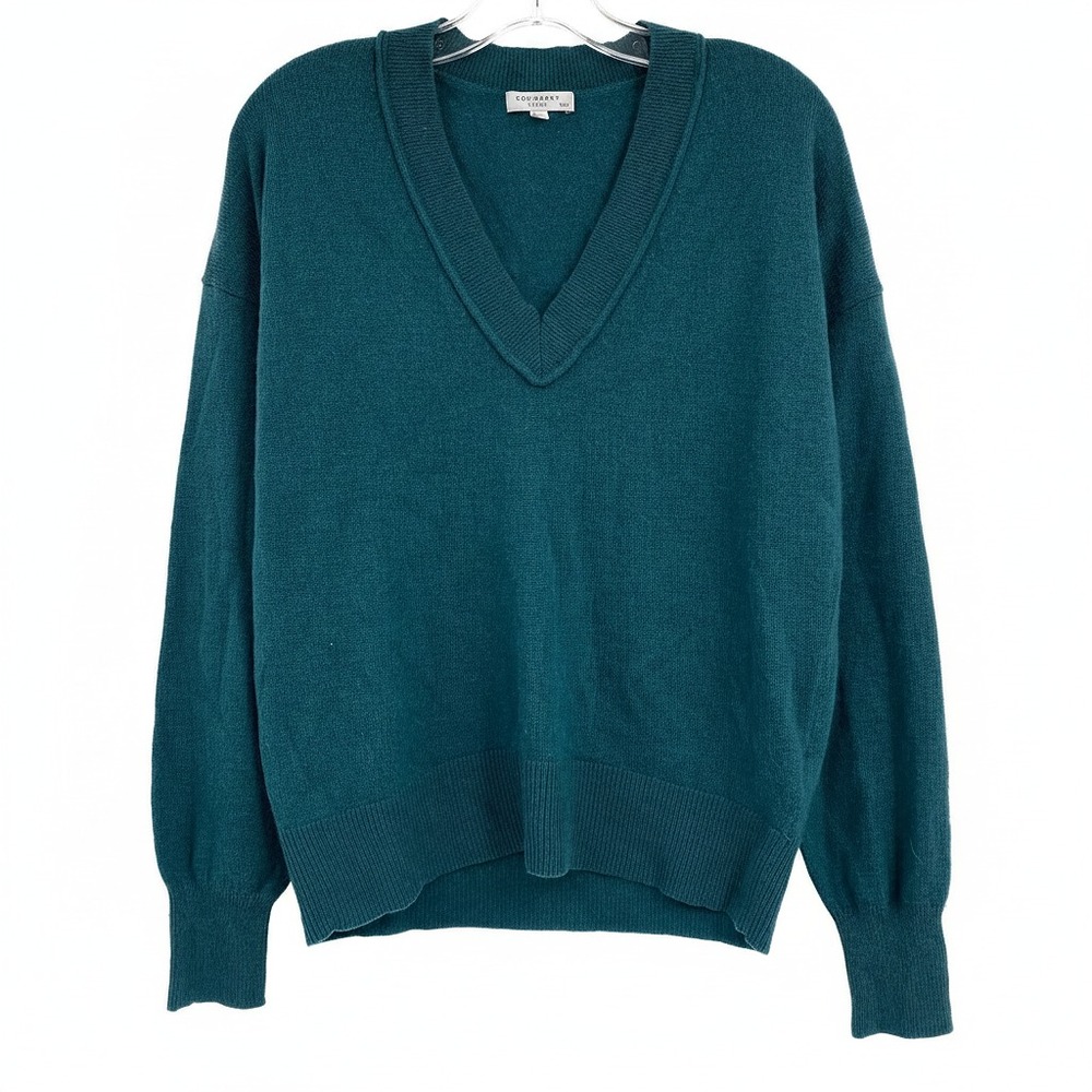 Equipment Teal Green V-Neck Wool Cashmere Blend Sweater | M